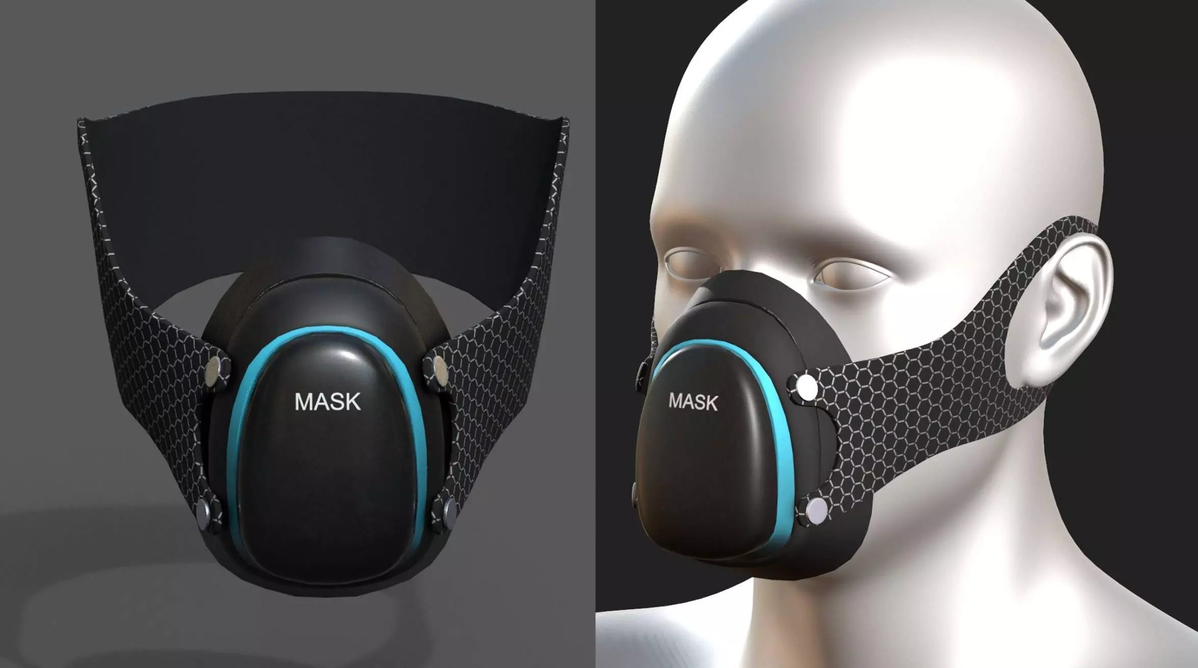 Gas mask protection isolated futuristic  Low-poly 3D model_0