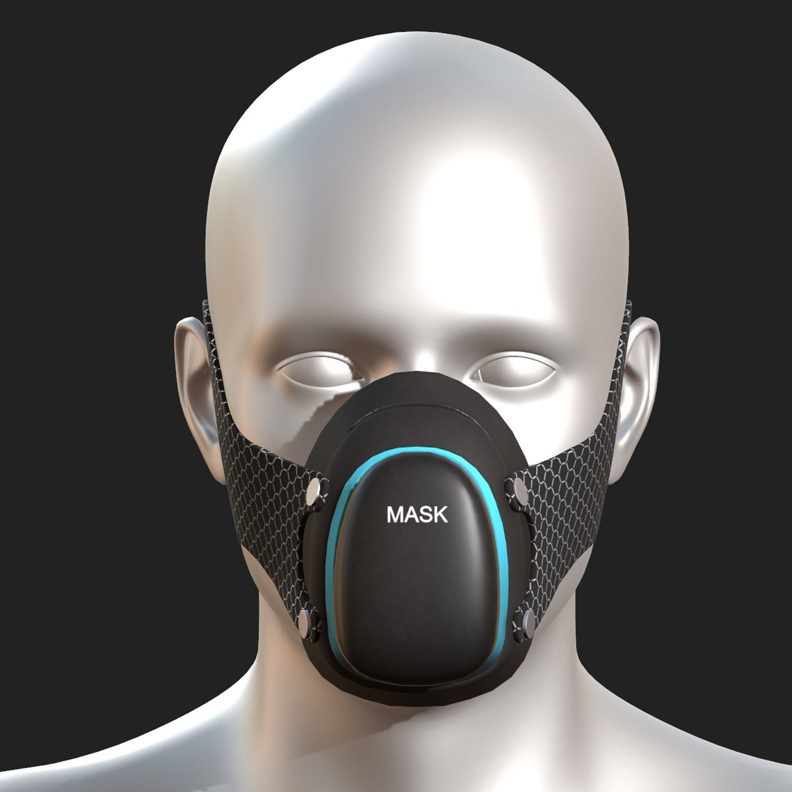 Gas mask protection isolated futuristic  Low-poly 3D model_1
