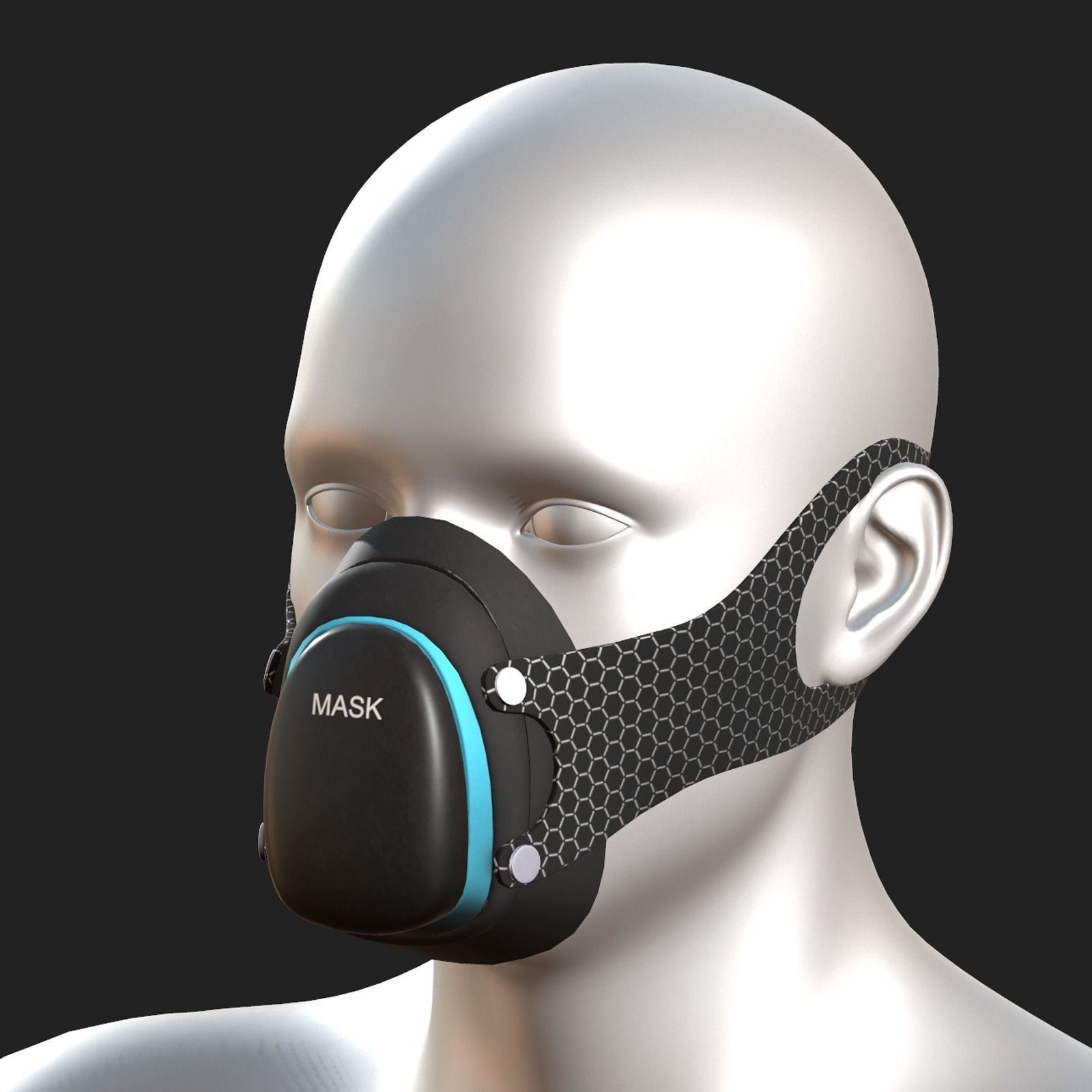 Gas mask protection isolated futuristic  Low-poly 3D model_6