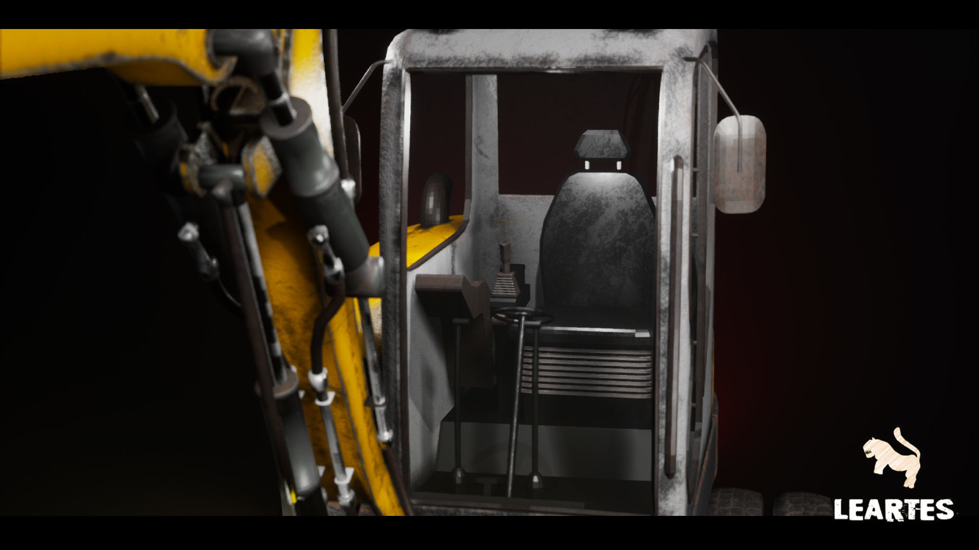 Driveable Animated Excavator with Material Variations Low-poly 3D model_7