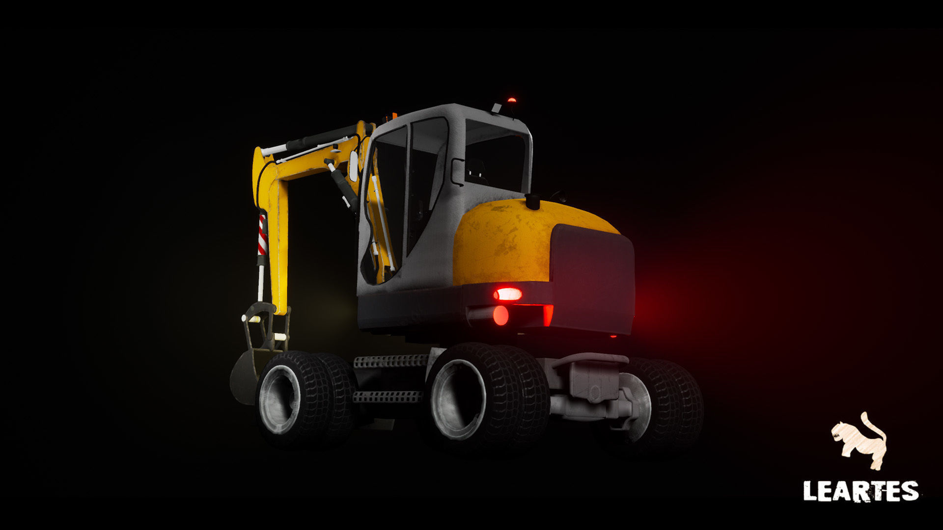 Driveable Animated Excavator with Material Variations Low-poly 3D model_5