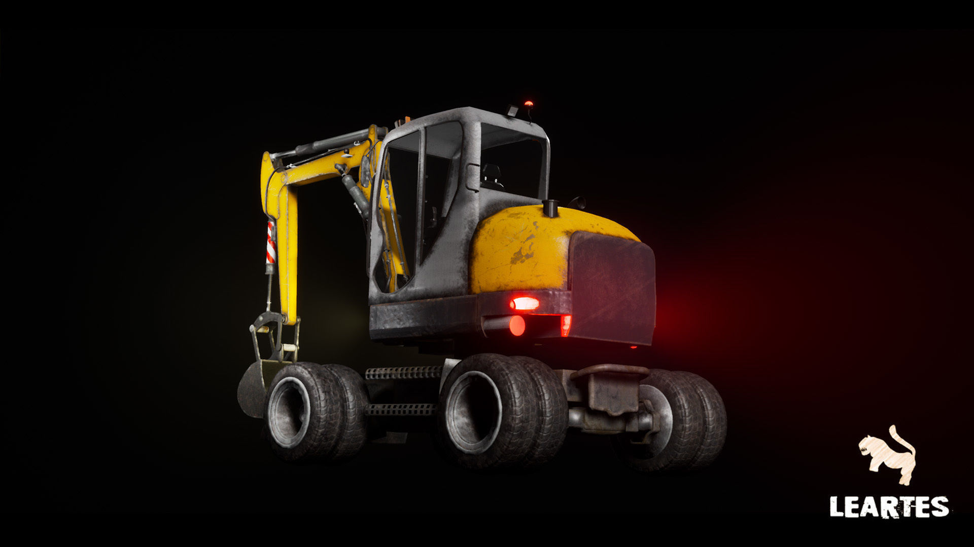 Driveable Animated Excavator with Material Variations Low-poly 3D model_6