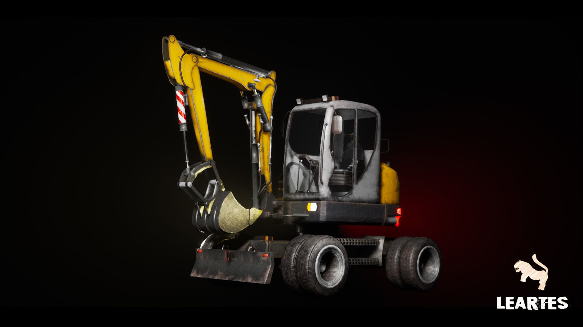 Driveable Animated Excavator with Material Variations Low-poly 3D model_2