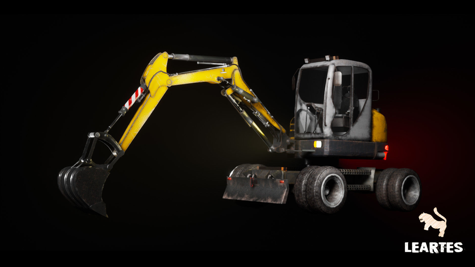 Driveable Animated Excavator with Material Variations Low-poly 3D model_3