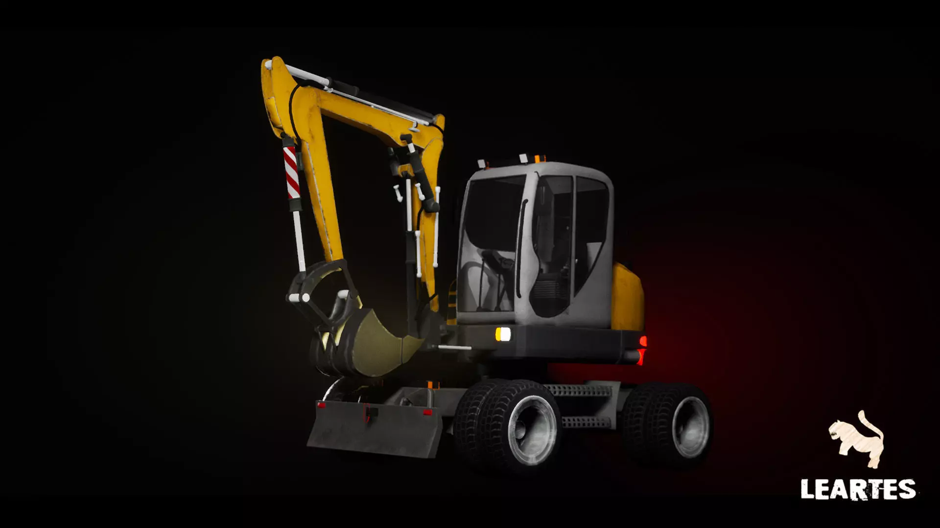 Driveable Animated Excavator with Material Variations Low-poly 3D model_0