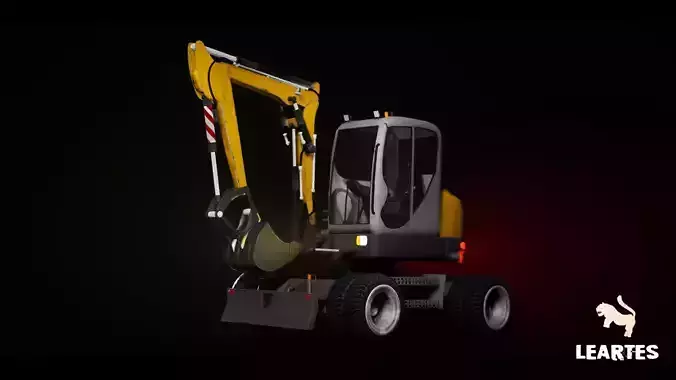 Driveable Animated Excavator with Material Variations Low-poly 3D model