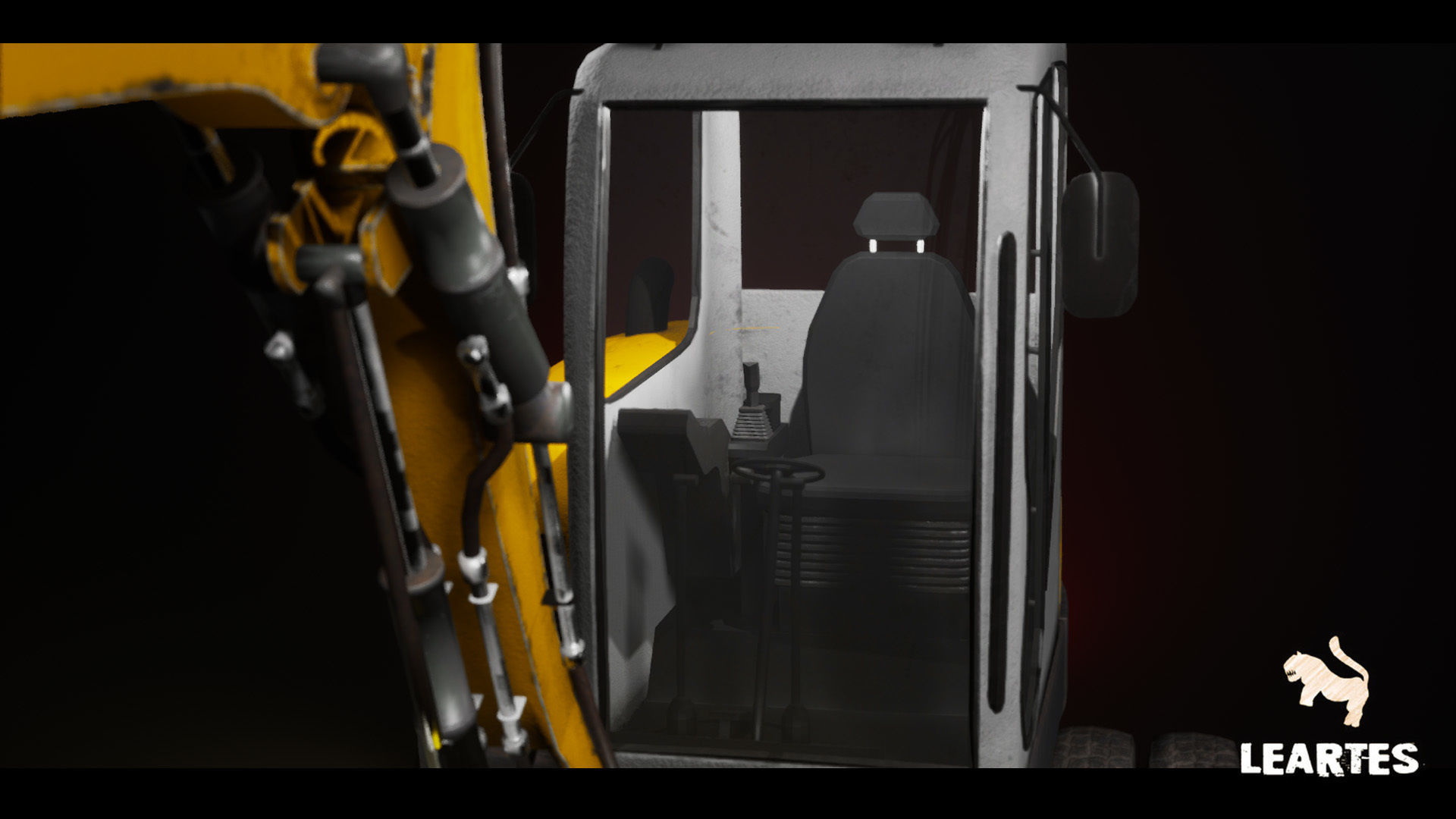 Driveable Animated Excavator with Material Variations Low-poly 3D model_8