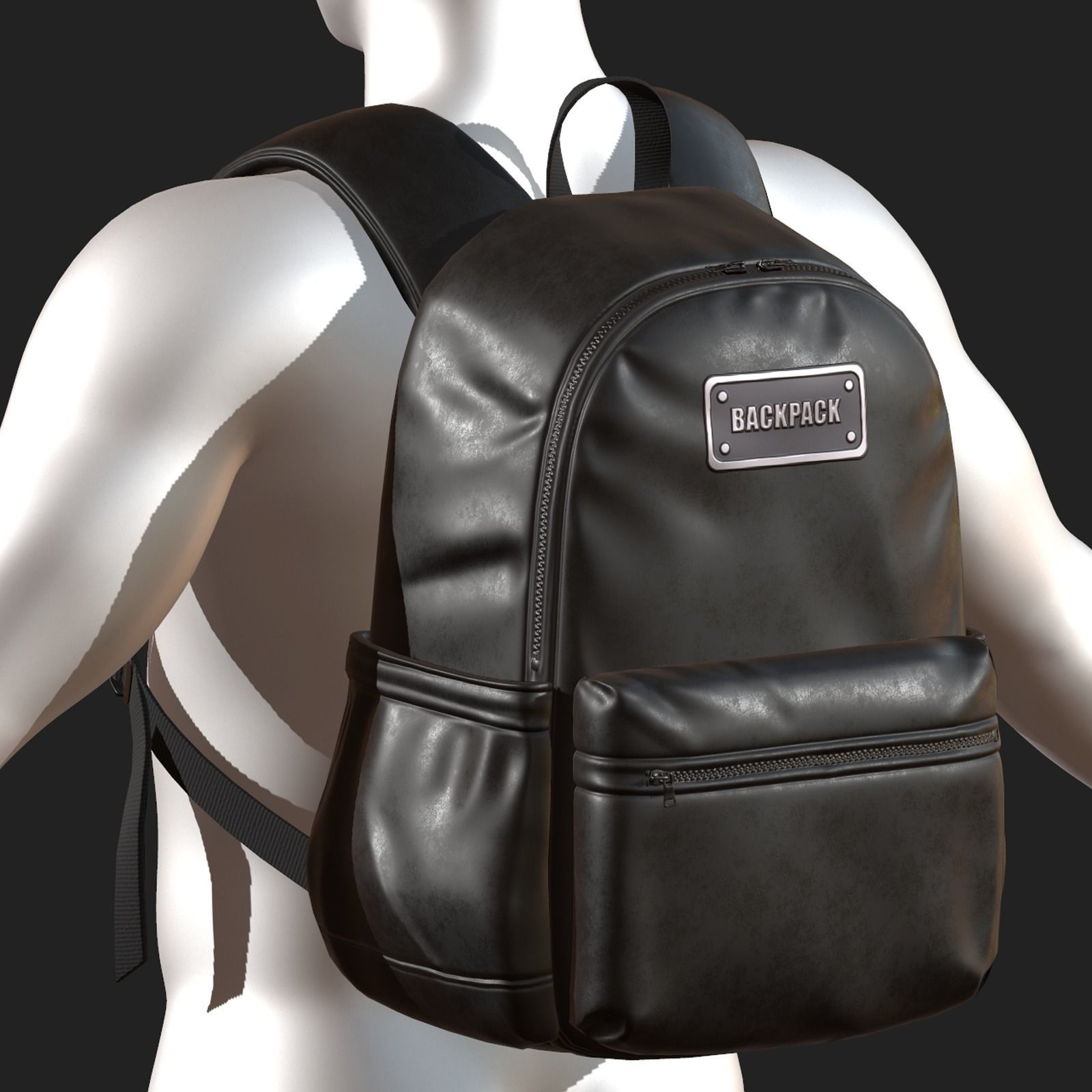 Backpack Black Generic bag baggage  3D model_2