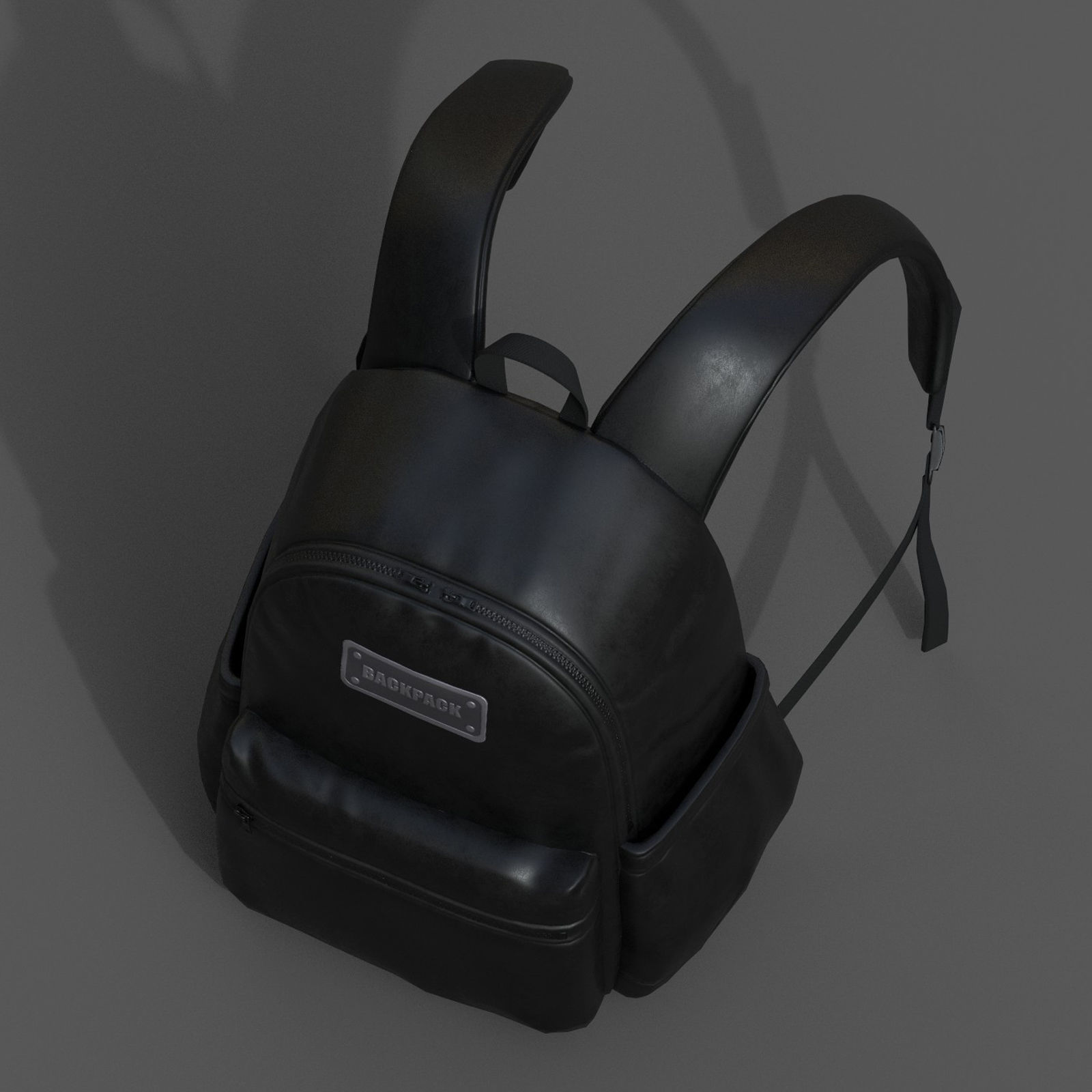 Backpack Black Generic bag baggage  3D model_9