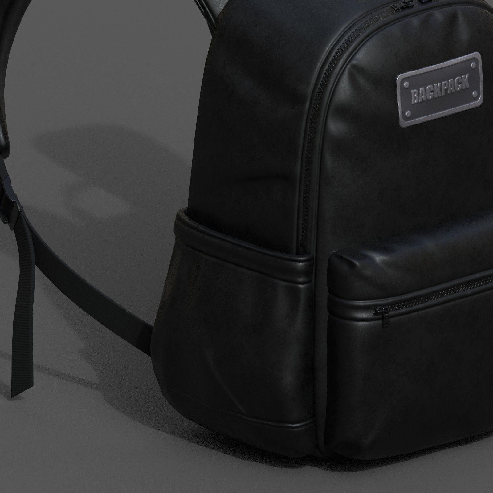 Backpack Black Generic bag baggage  3D model_6