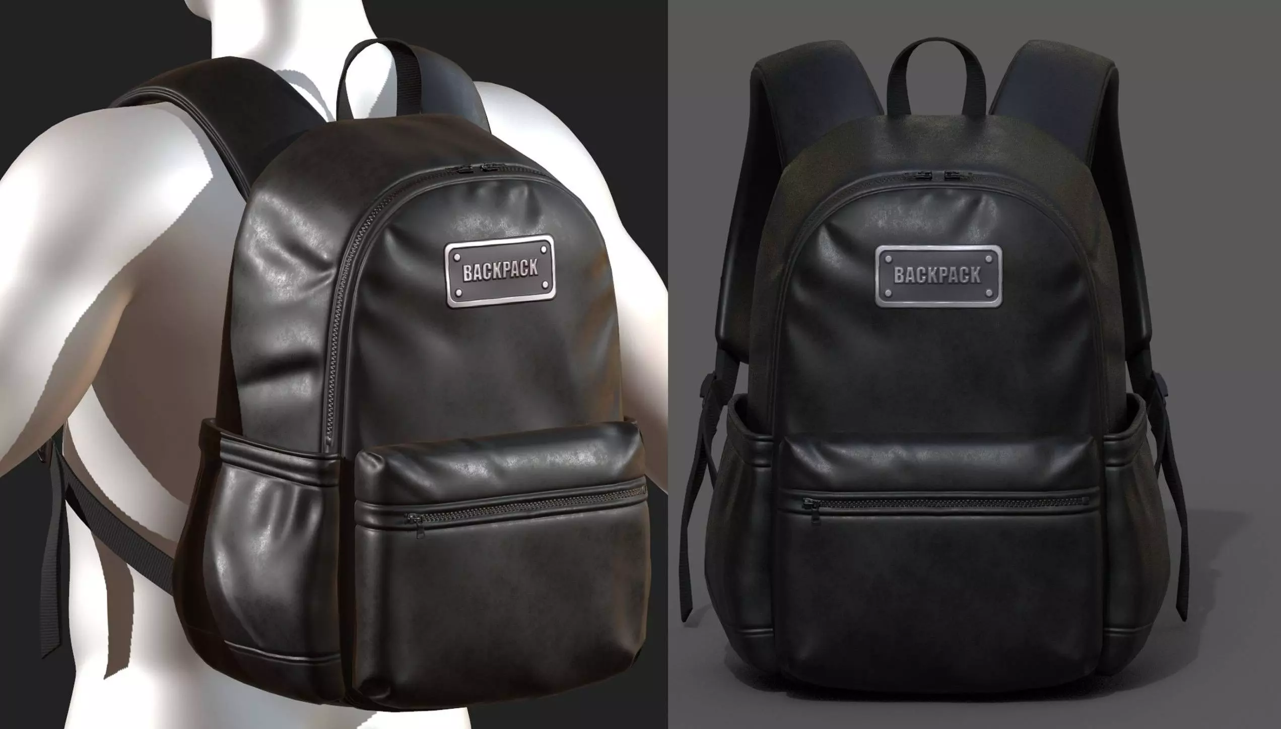 Backpack Black Generic bag baggage  3D model_0