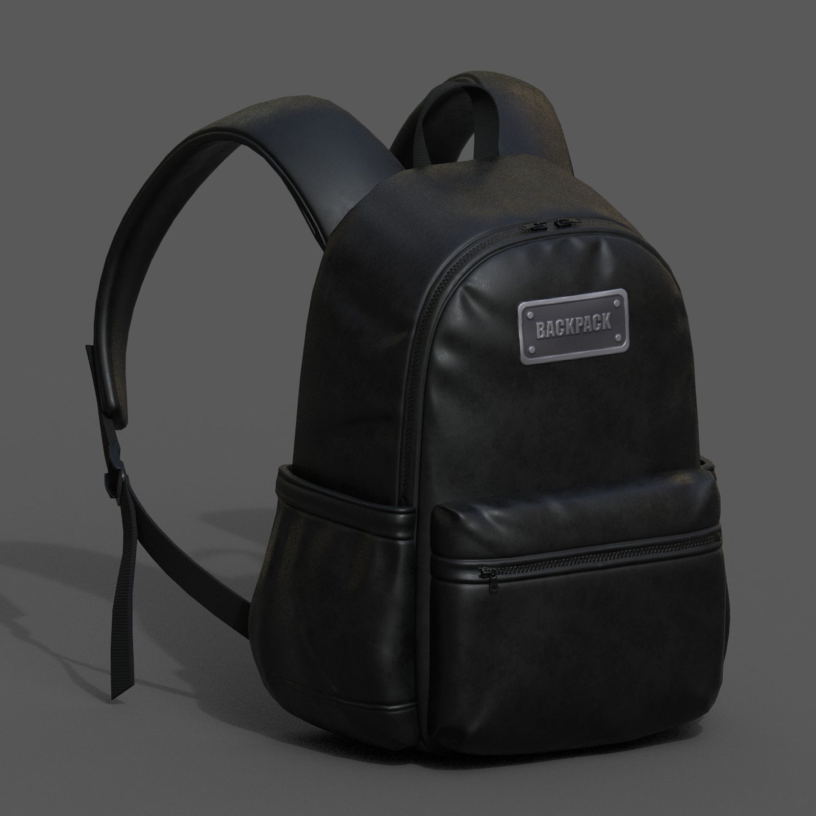 Backpack Black Generic bag baggage  3D model_11