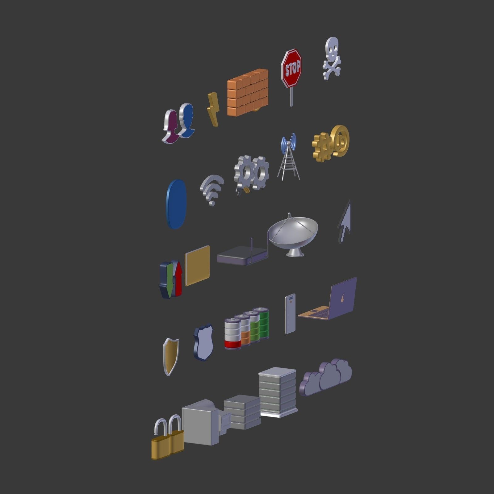 Network Signs Mega Collection Low-poly 3D model_4