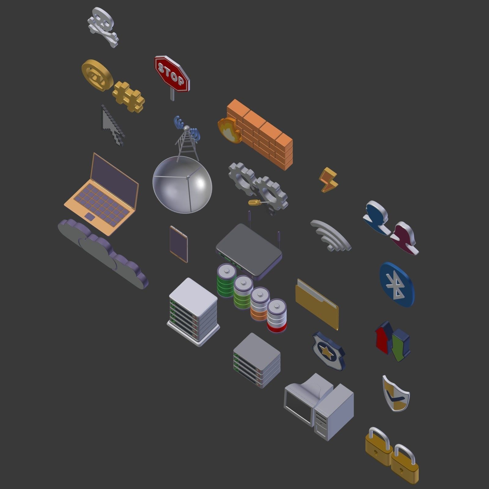 Network Signs Mega Collection Low-poly 3D model_5