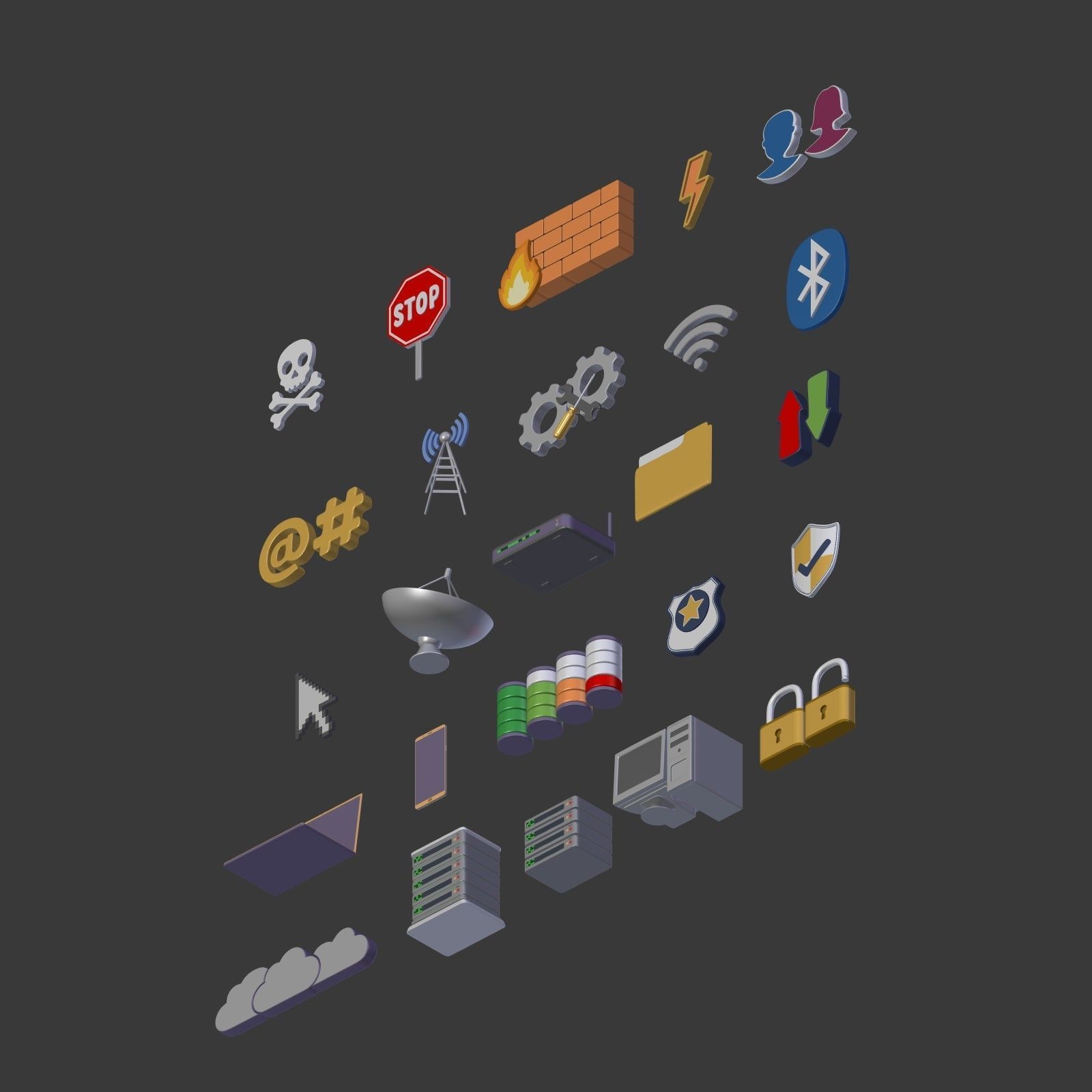 Network Signs Mega Collection Low-poly 3D model_6