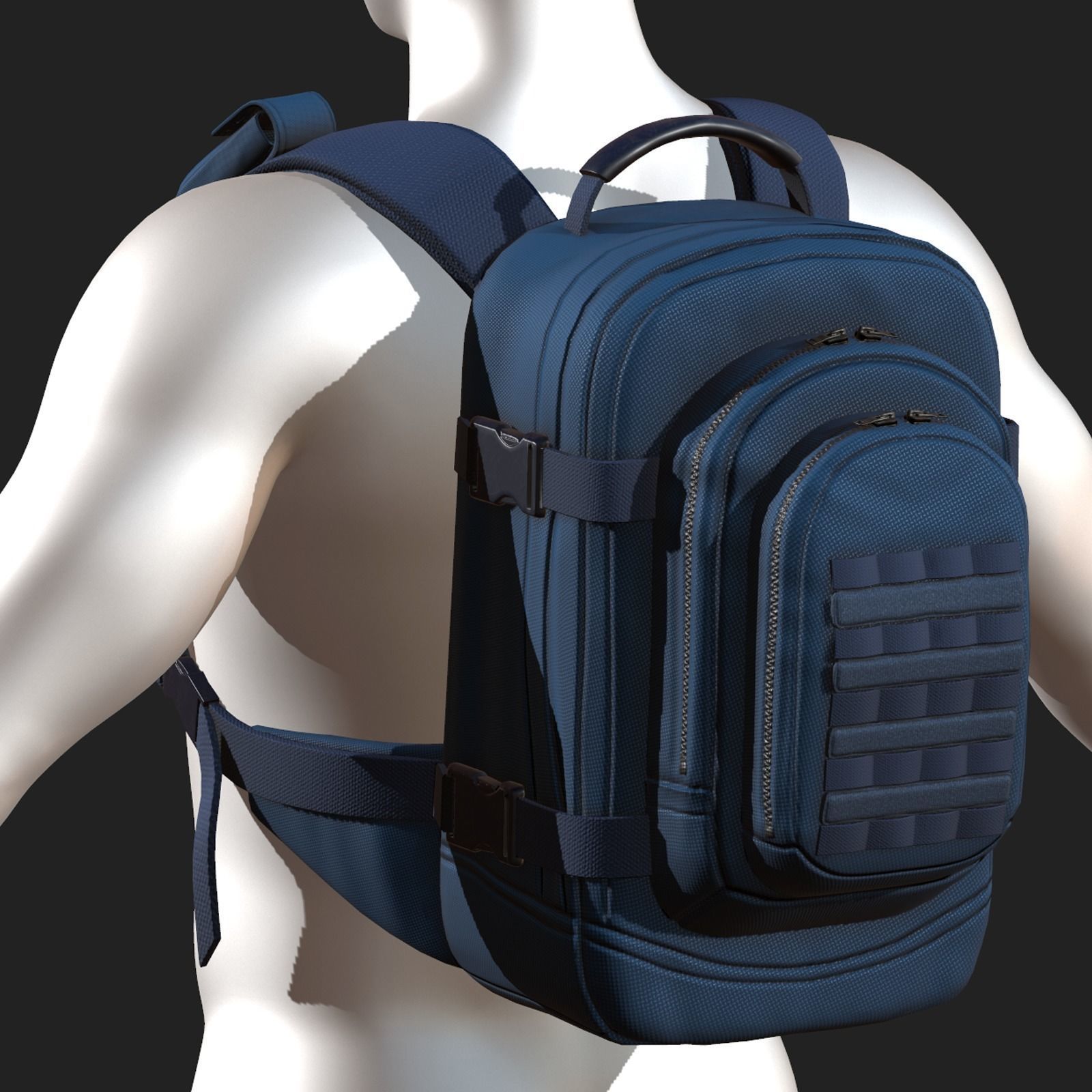Backpack Camping Generic bag baggage  Low-poly 3D model_9