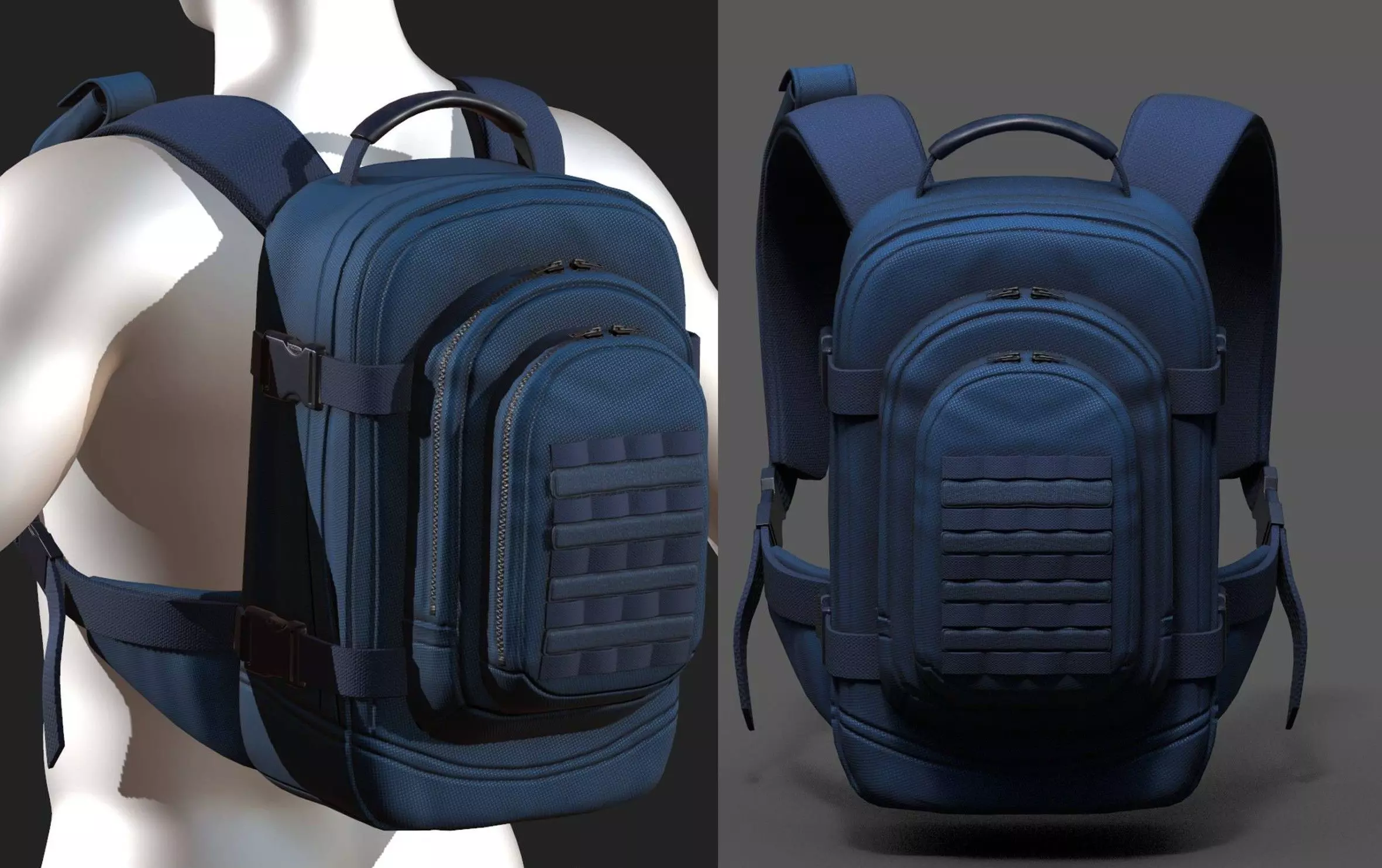 Backpack Camping Generic bag baggage  Low-poly 3D model_0