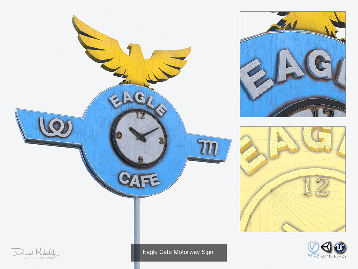 Bundle 8 Motorway Motel Sign PBR 3D Model Collection_12