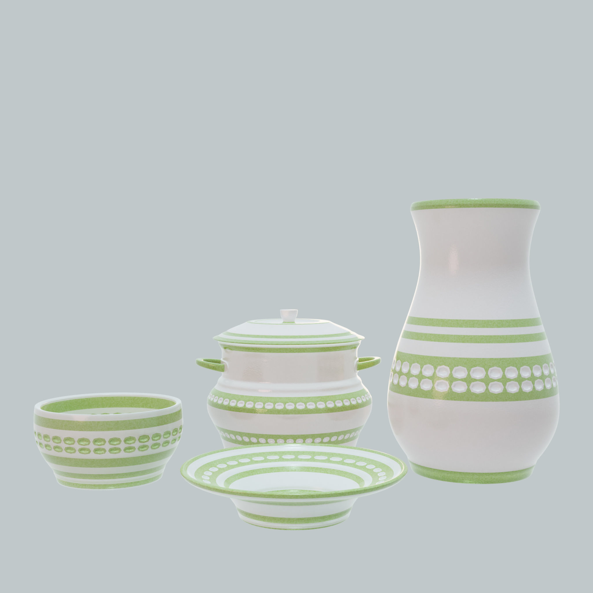 Tableware set green 3D model CGTrader