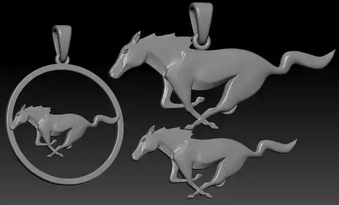 mustang horse pendant three options 