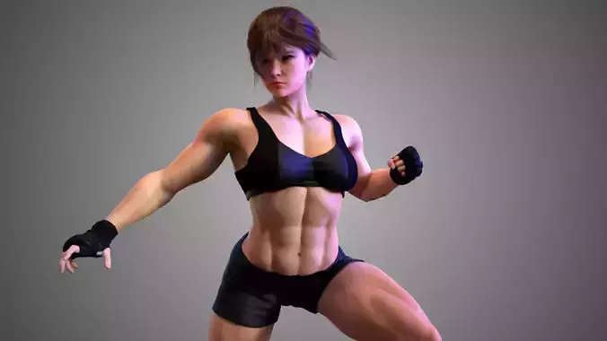 Female Asian BOX - MMA Fighter  3D model