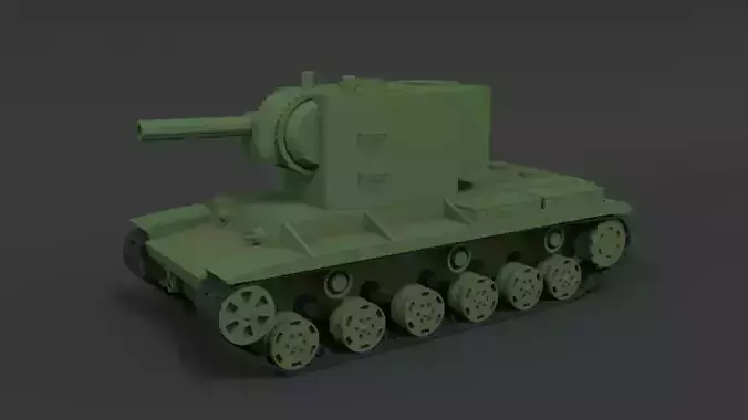 Low Poly Cartoon KV 2 Tank