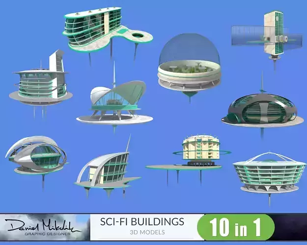 Futuristic Architecture Skyscrapers 3D Model Collection