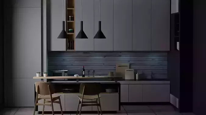 Kitchen modern with cabinets and counter tops