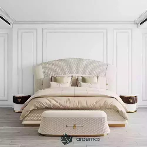 Bed with bedside tables by Turri