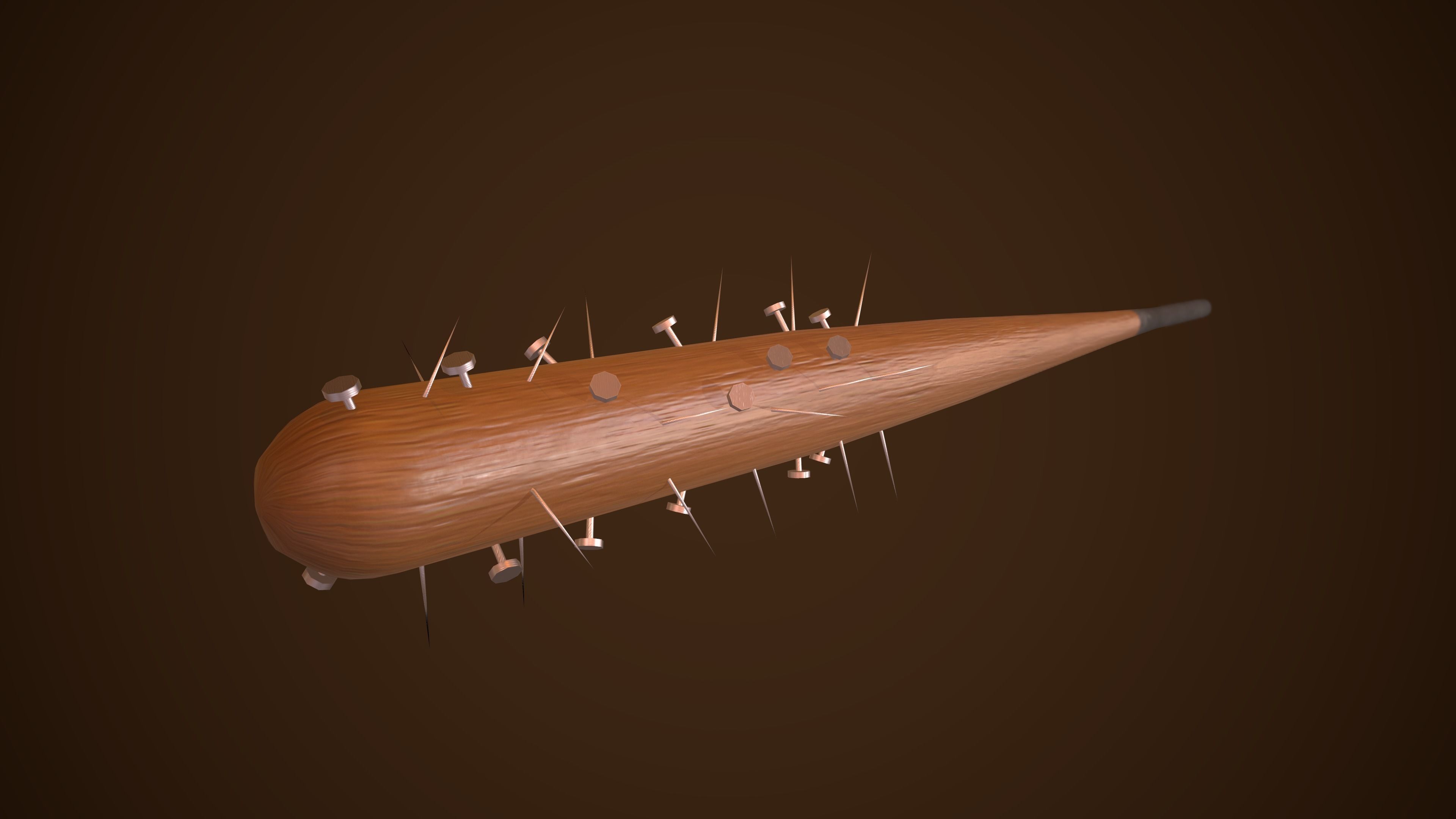 Nailed BaseBall Bat Low-poly 3D model_2