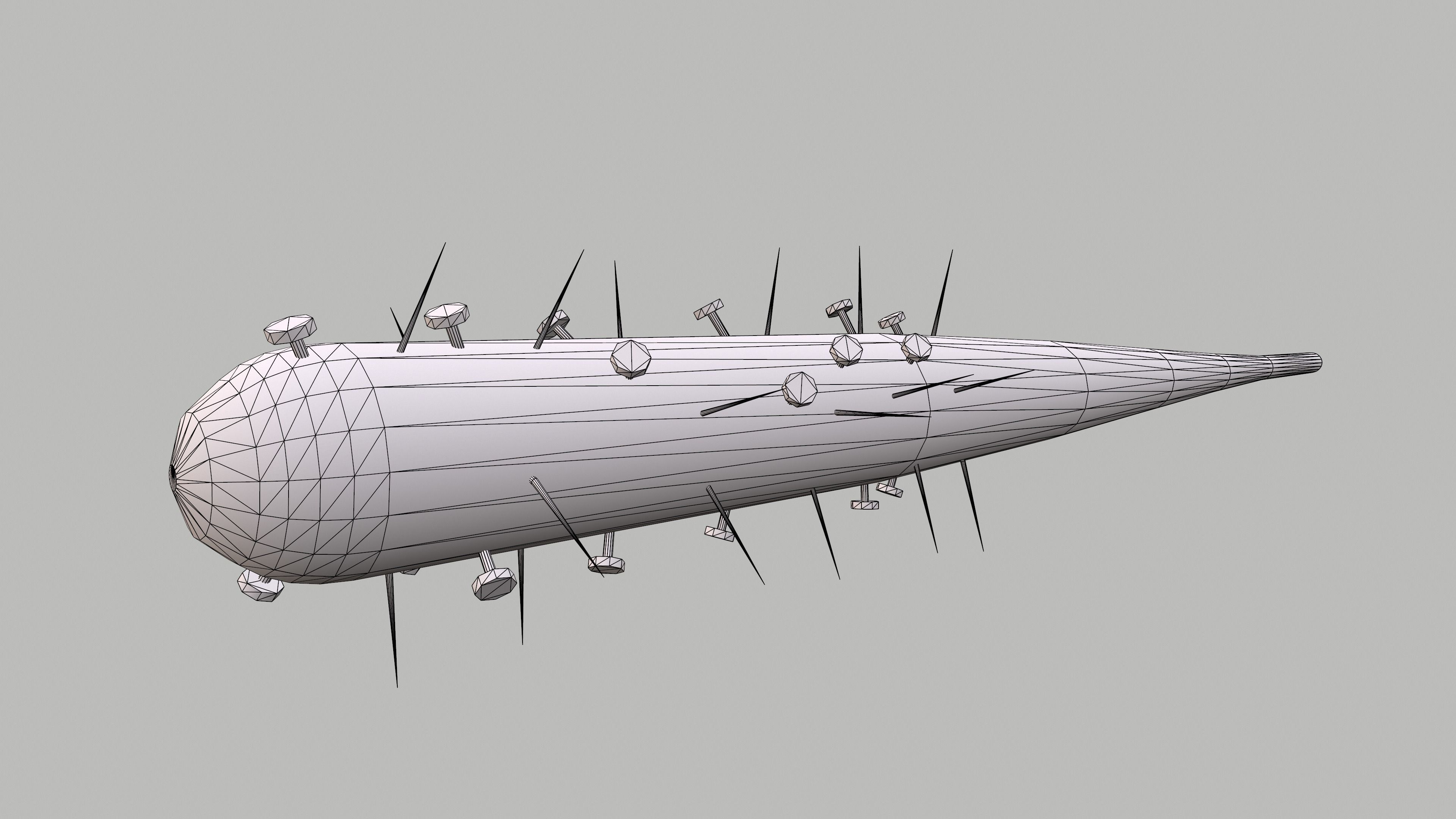 Nailed BaseBall Bat Low-poly 3D model_7