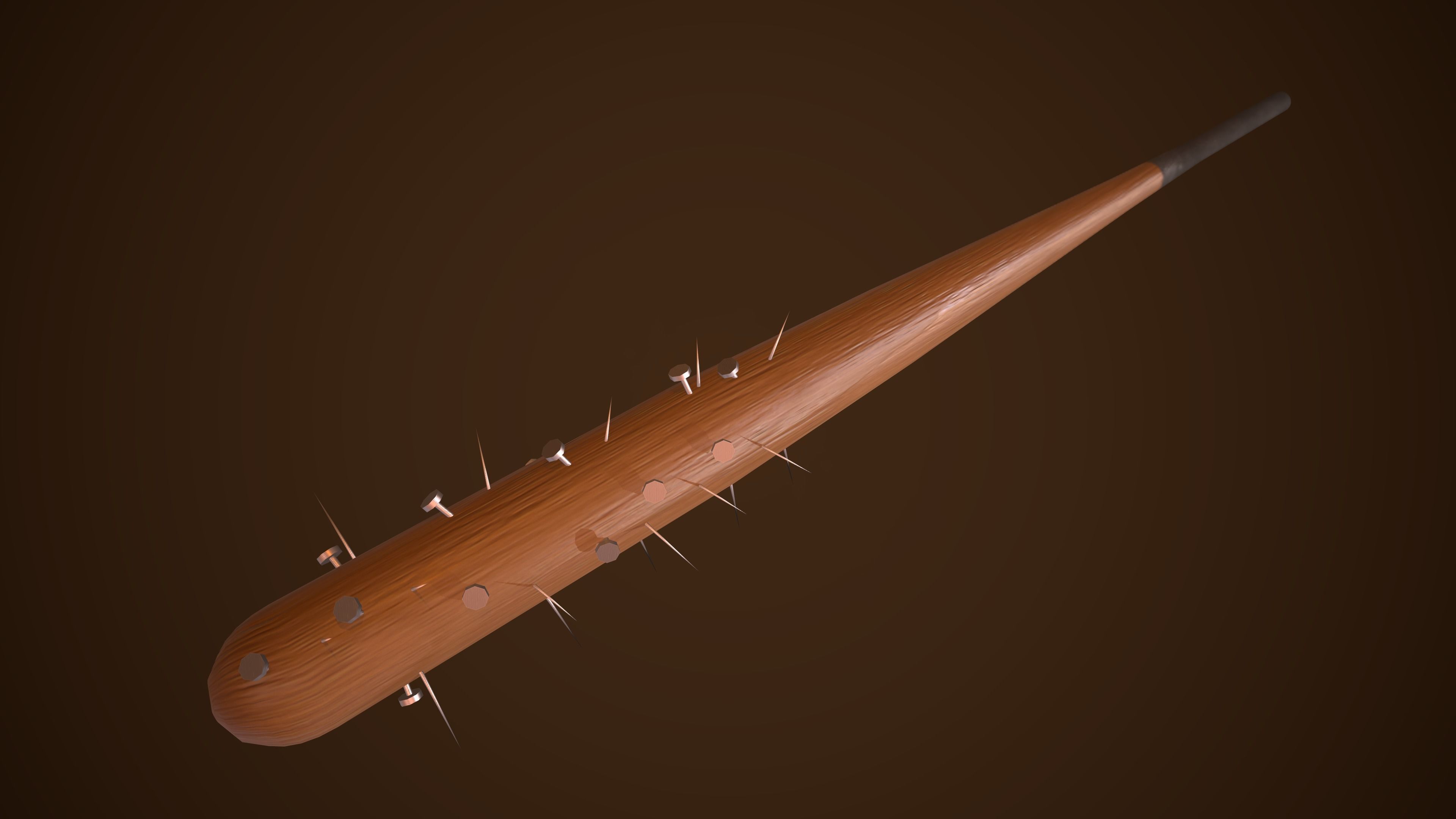 Nailed BaseBall Bat Low-poly 3D model_3