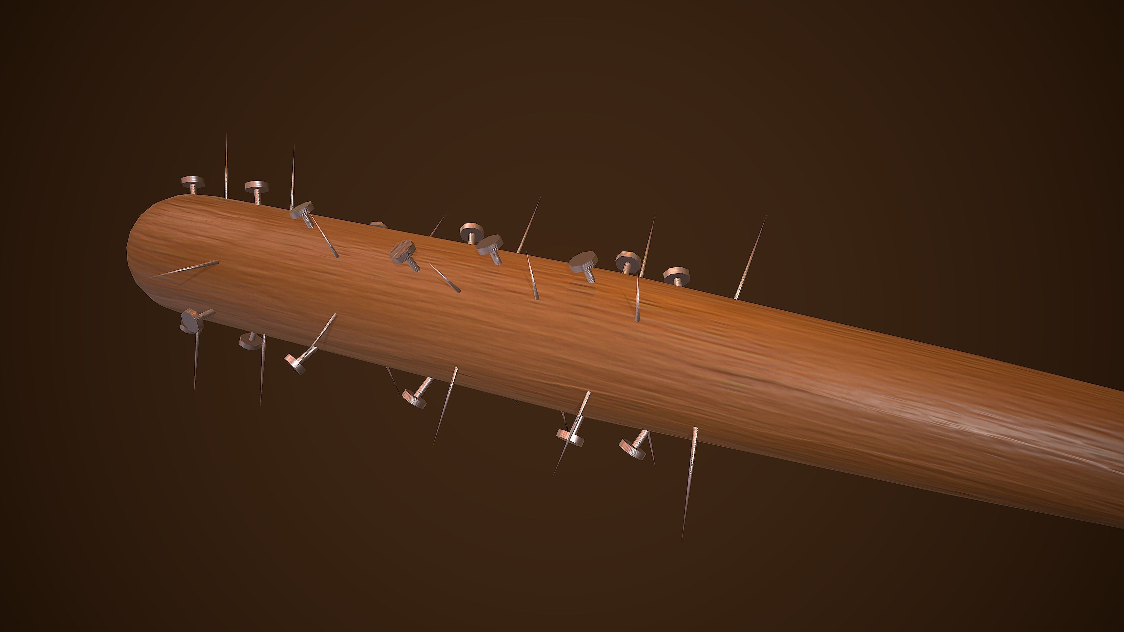 Nailed BaseBall Bat Low-poly 3D model_5