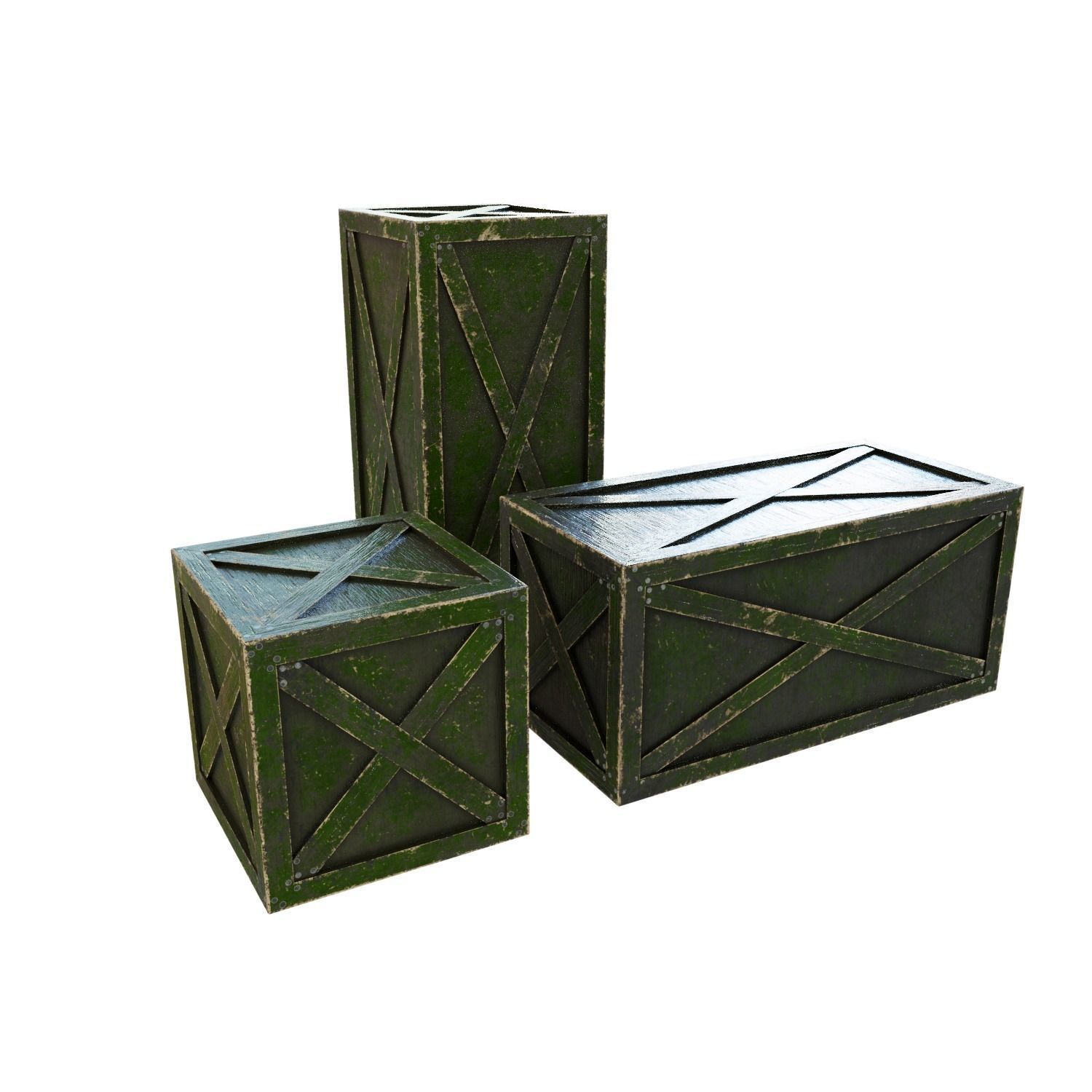 Wooden box green 3D model