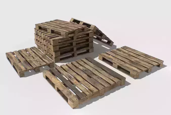 Industrial Wooden Pallet 5 Low-poly 3D model