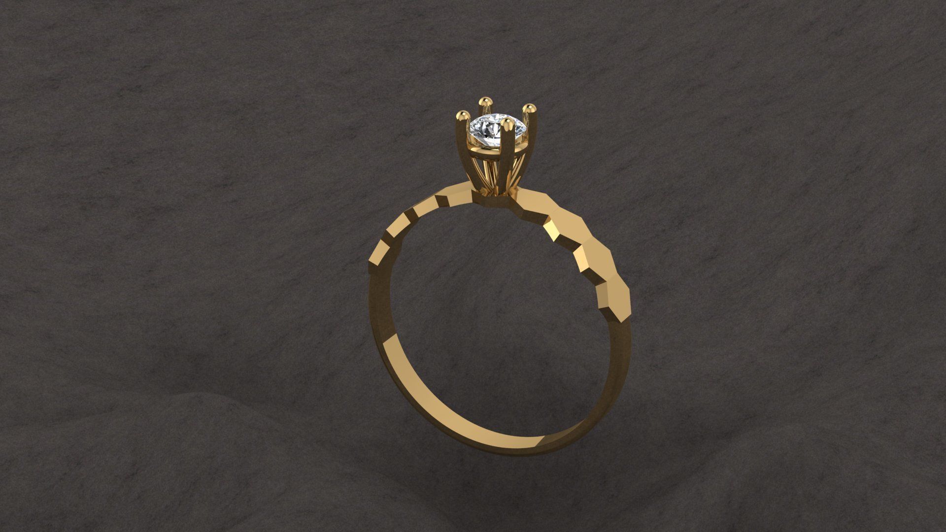 Solitare Ring  3D print model_4