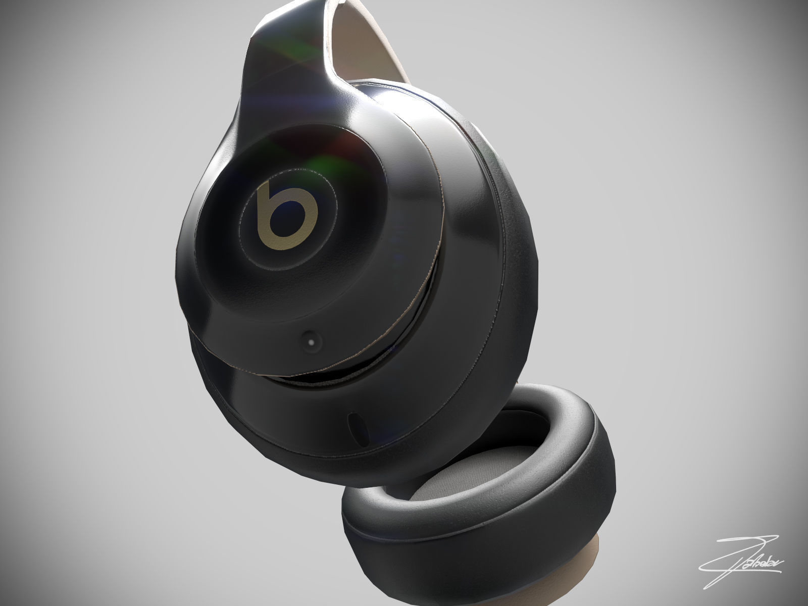 Beat headphones Low-poly 3D model_4