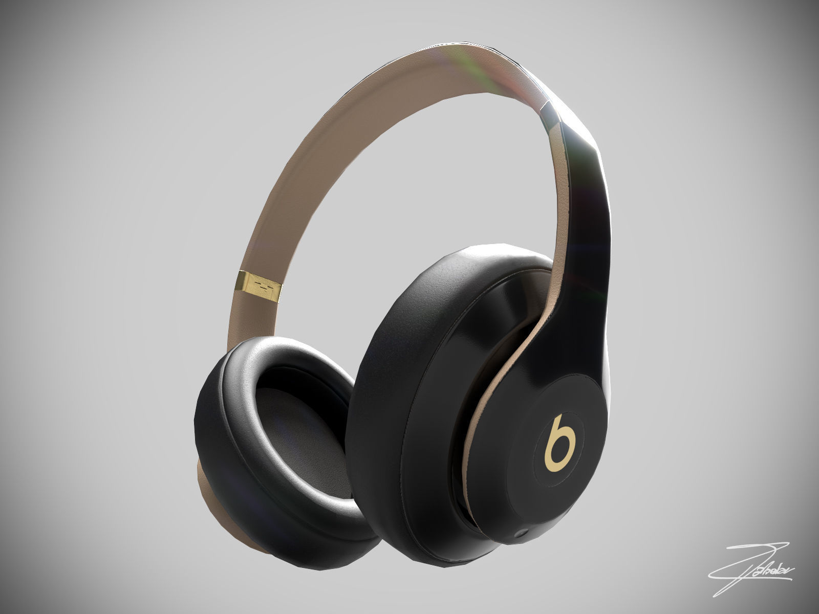 Beat headphones Low-poly 3D model_7