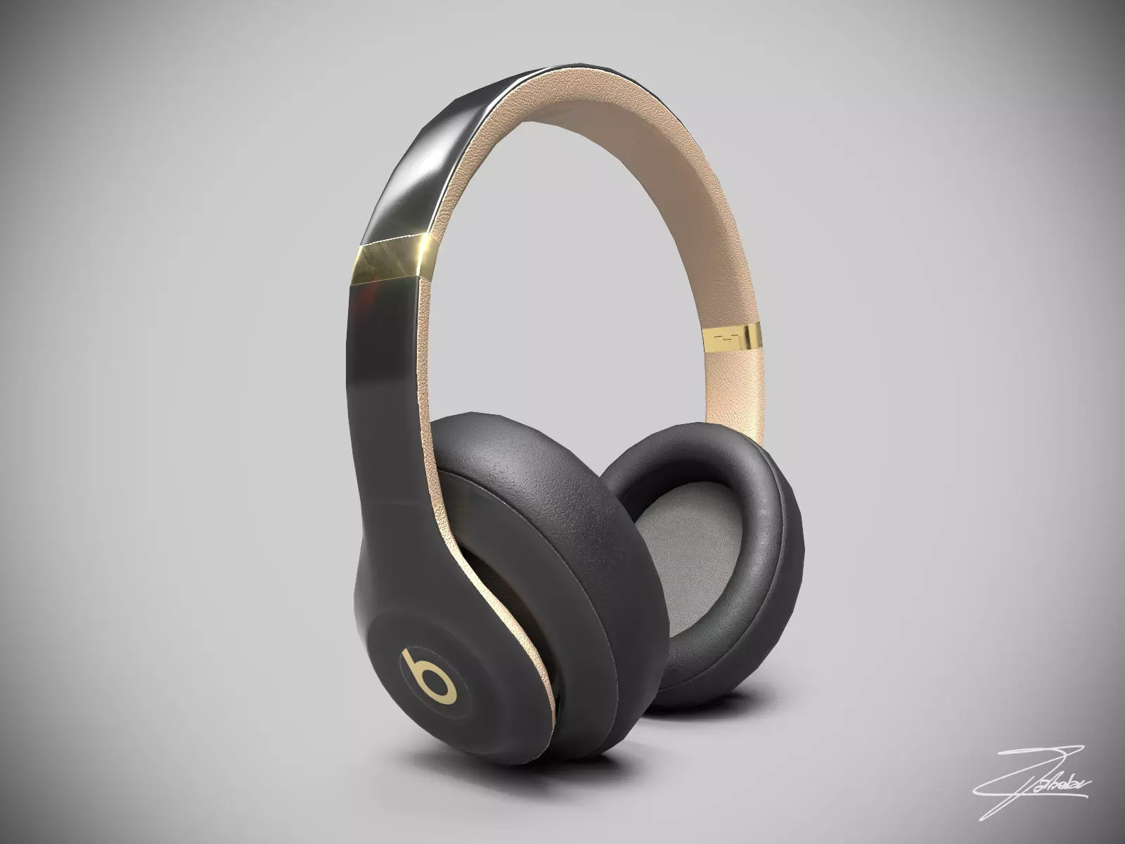Beat headphones Low-poly 3D model_0
