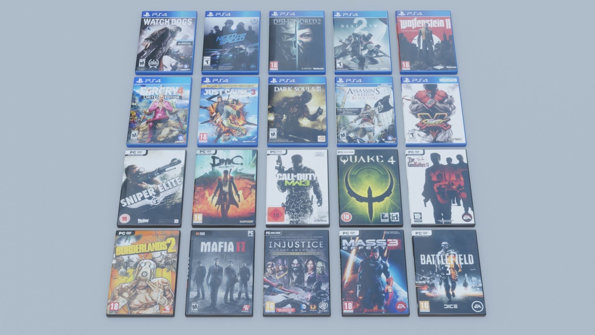 Vol2 DVD Pack of 20 PC PS4 Popular Games Low-poly 3D model_2