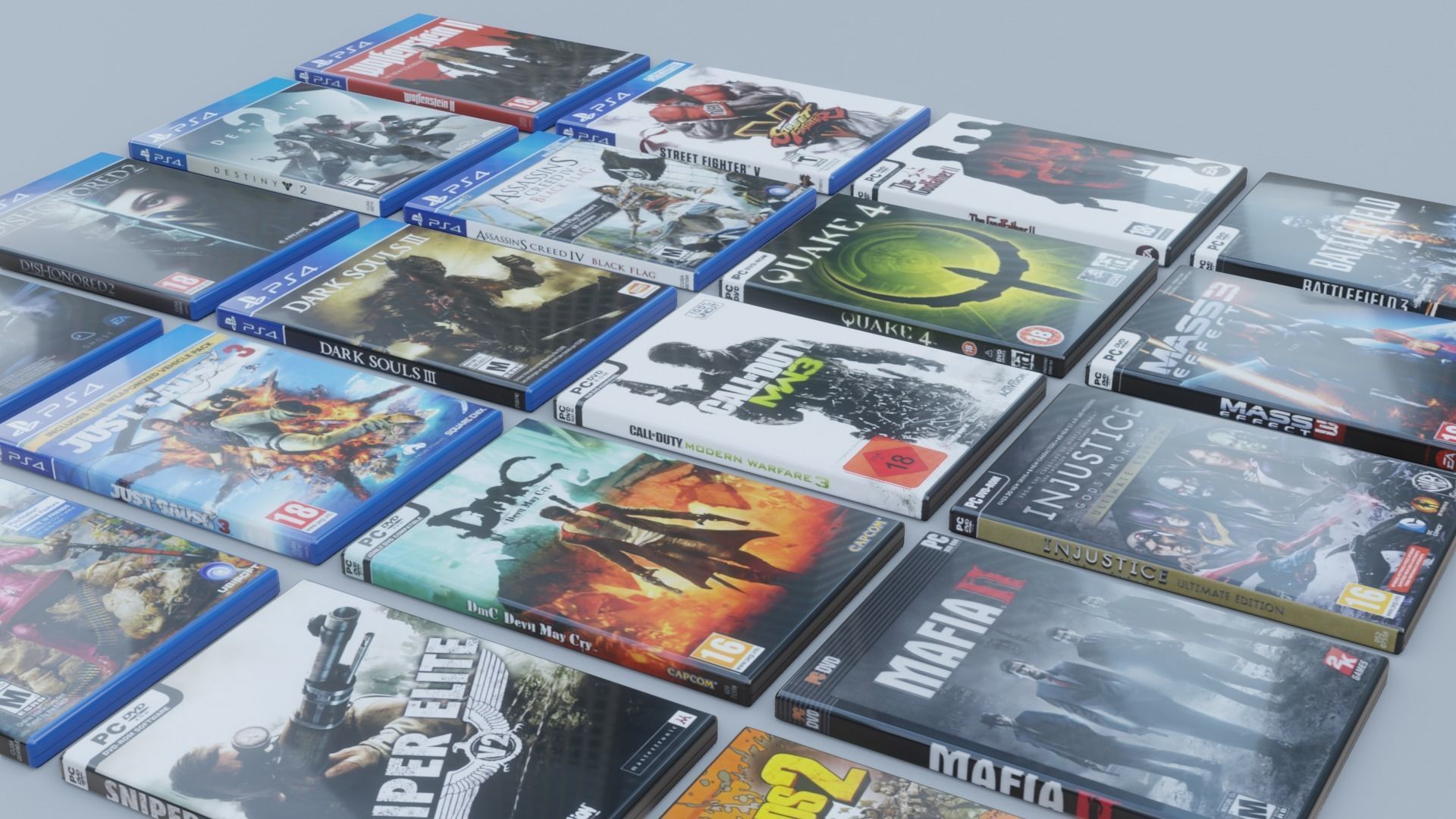 Vol2 DVD Pack of 20 PC PS4 Popular Games Low-poly 3D model_5