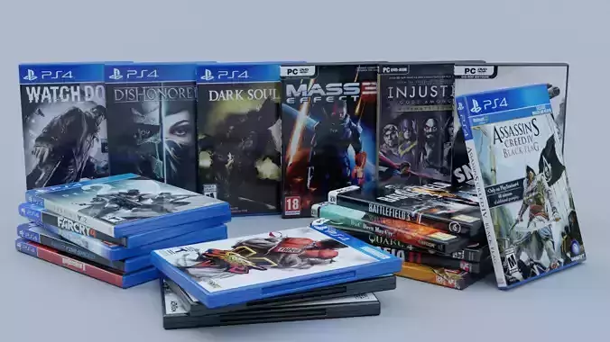 Vol2 DVD Pack of 20 PC PS4 Popular Games Low-poly 3D model