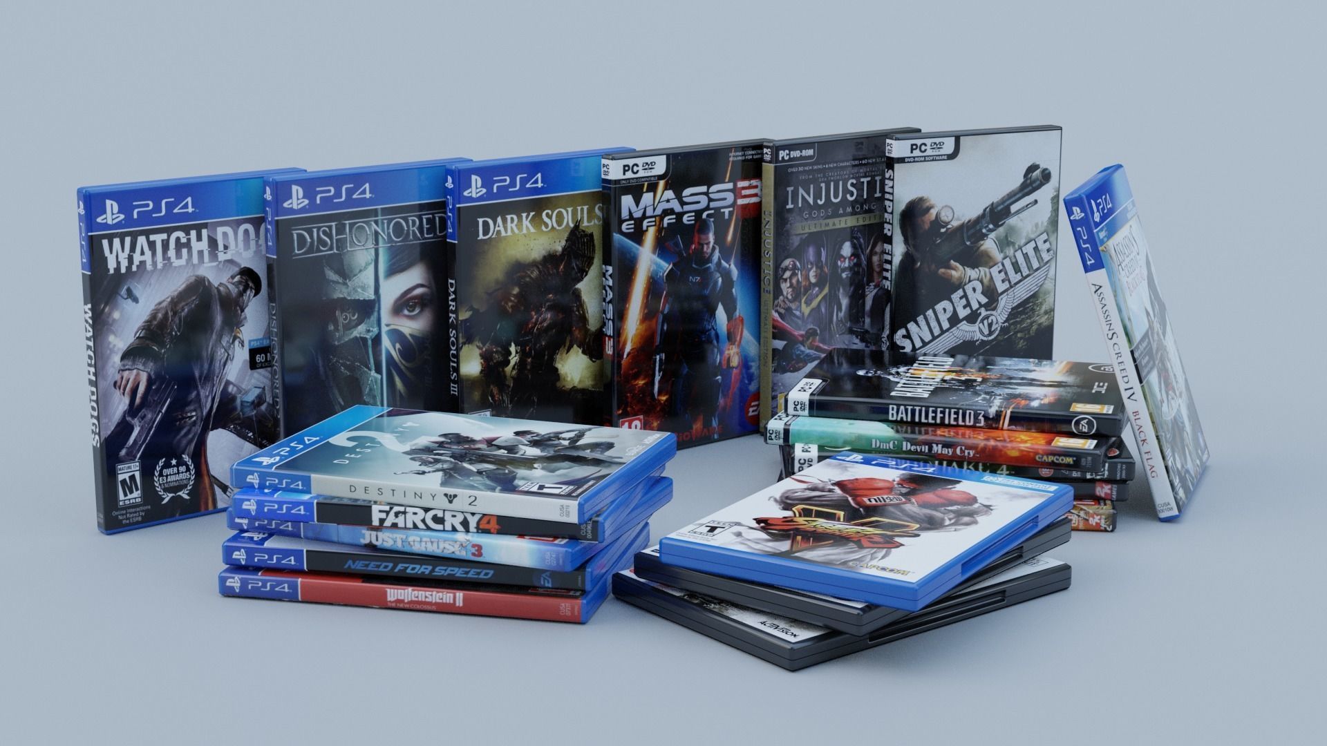 Vol2 DVD Pack of 20 PC PS4 Popular Games Low-poly 3D model_9