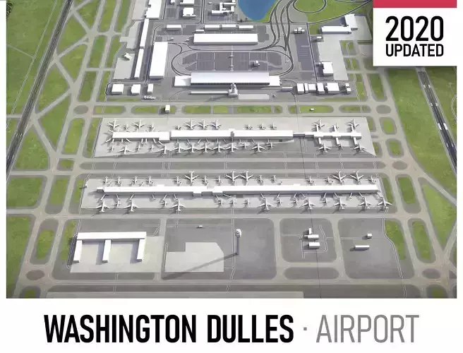 Washington Dulles International Airport - IAD Low-poly 3D model
