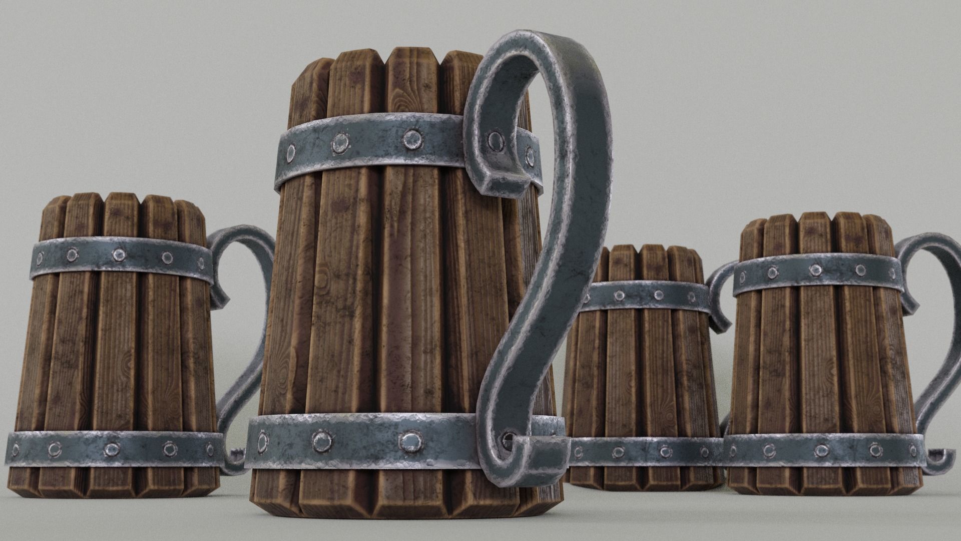 Medieval Beer Mug Low-poly 3D model_5