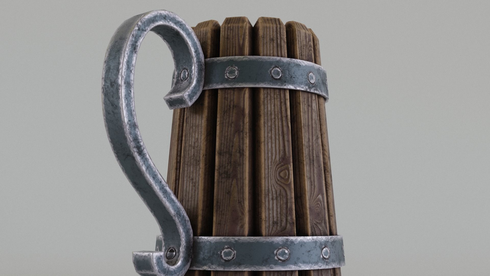 Medieval Beer Mug Low-poly 3D model_3