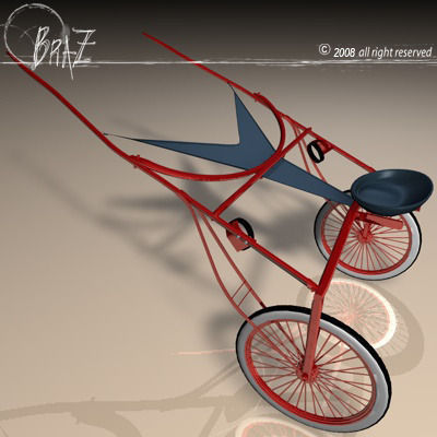 Racing sulky 3D model_1