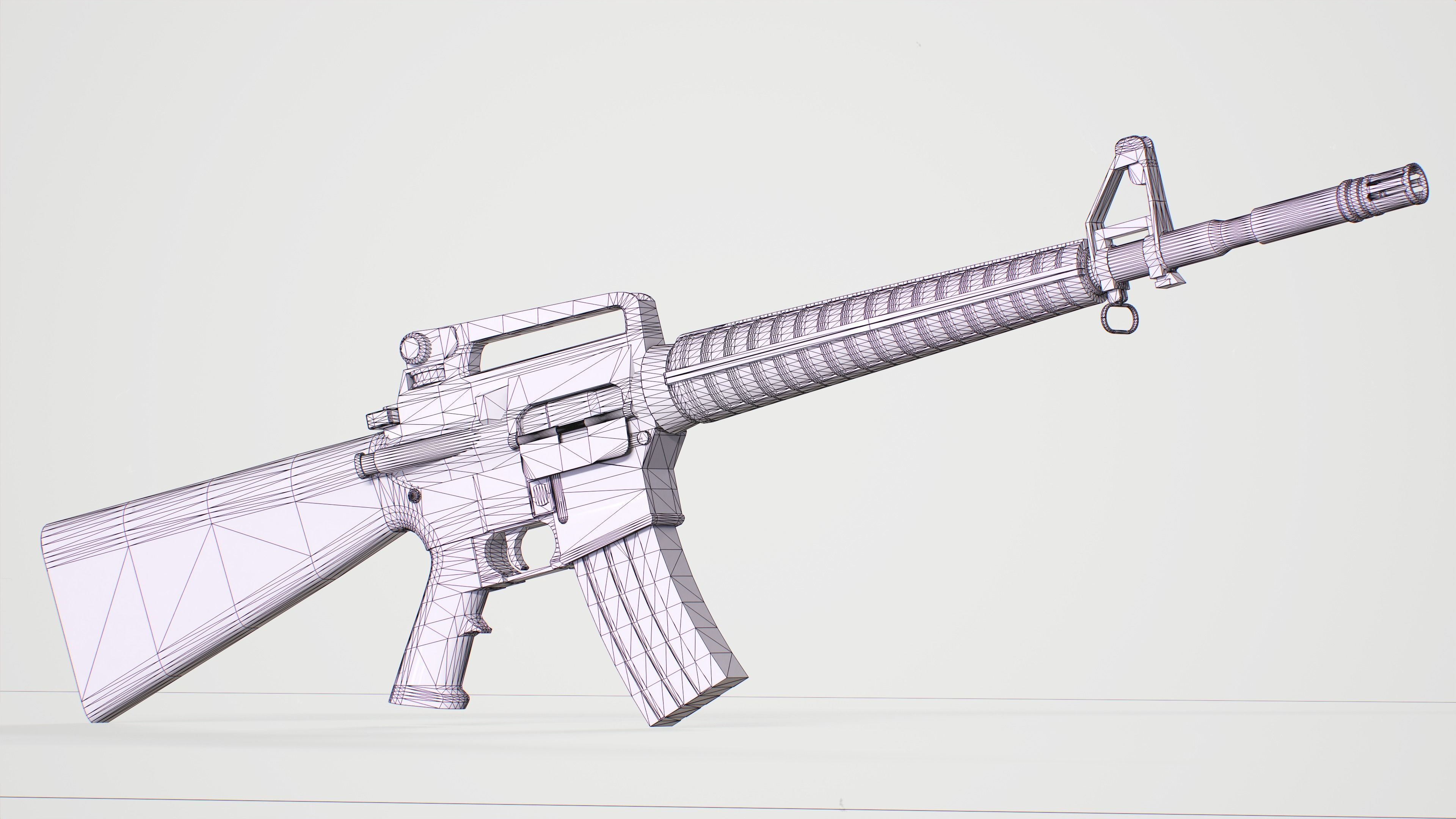 Lowpoly - M16A2 ar rifle Low-poly 3D model_5