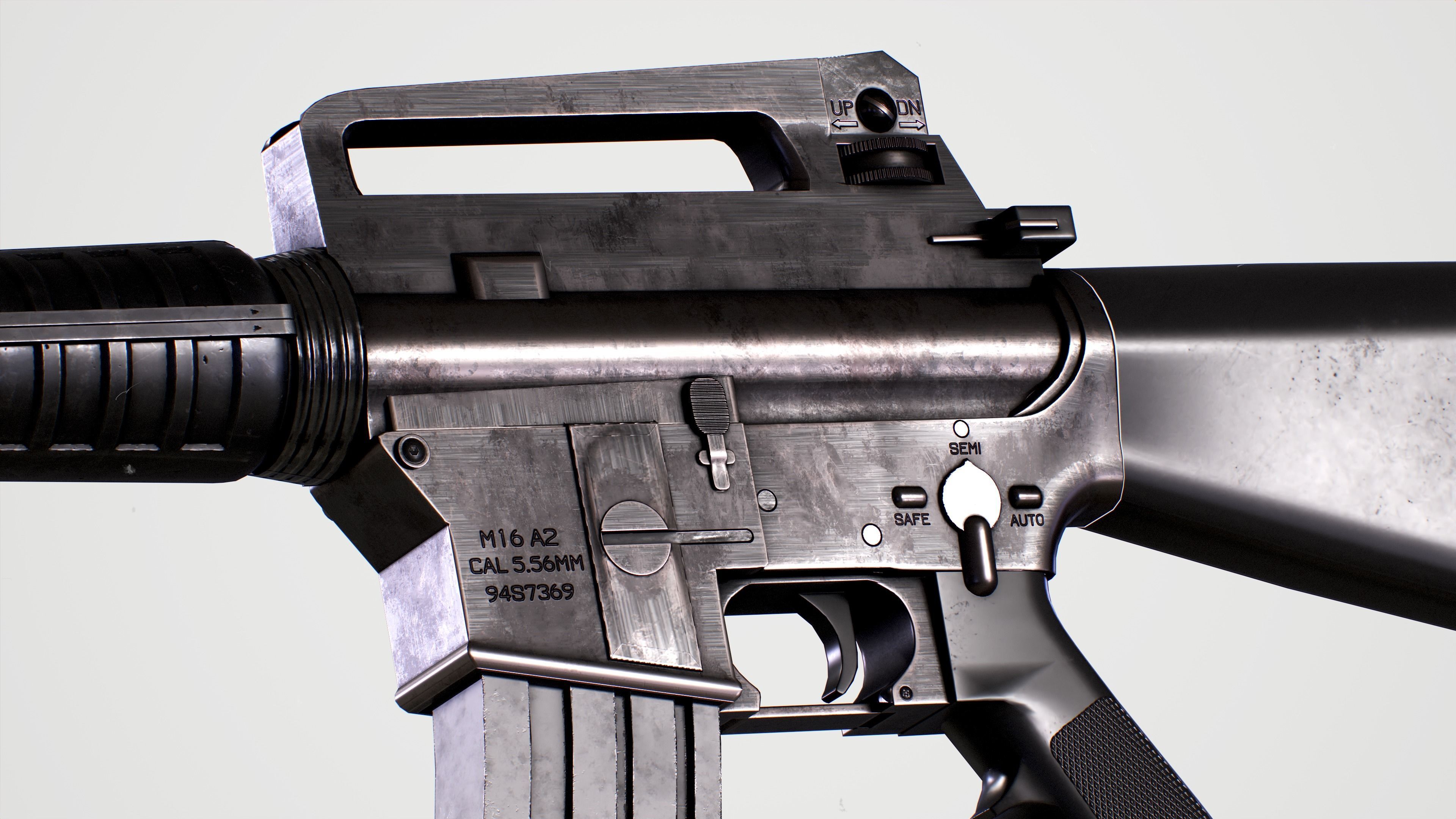 Lowpoly - M16A2 ar rifle Low-poly 3D model_4