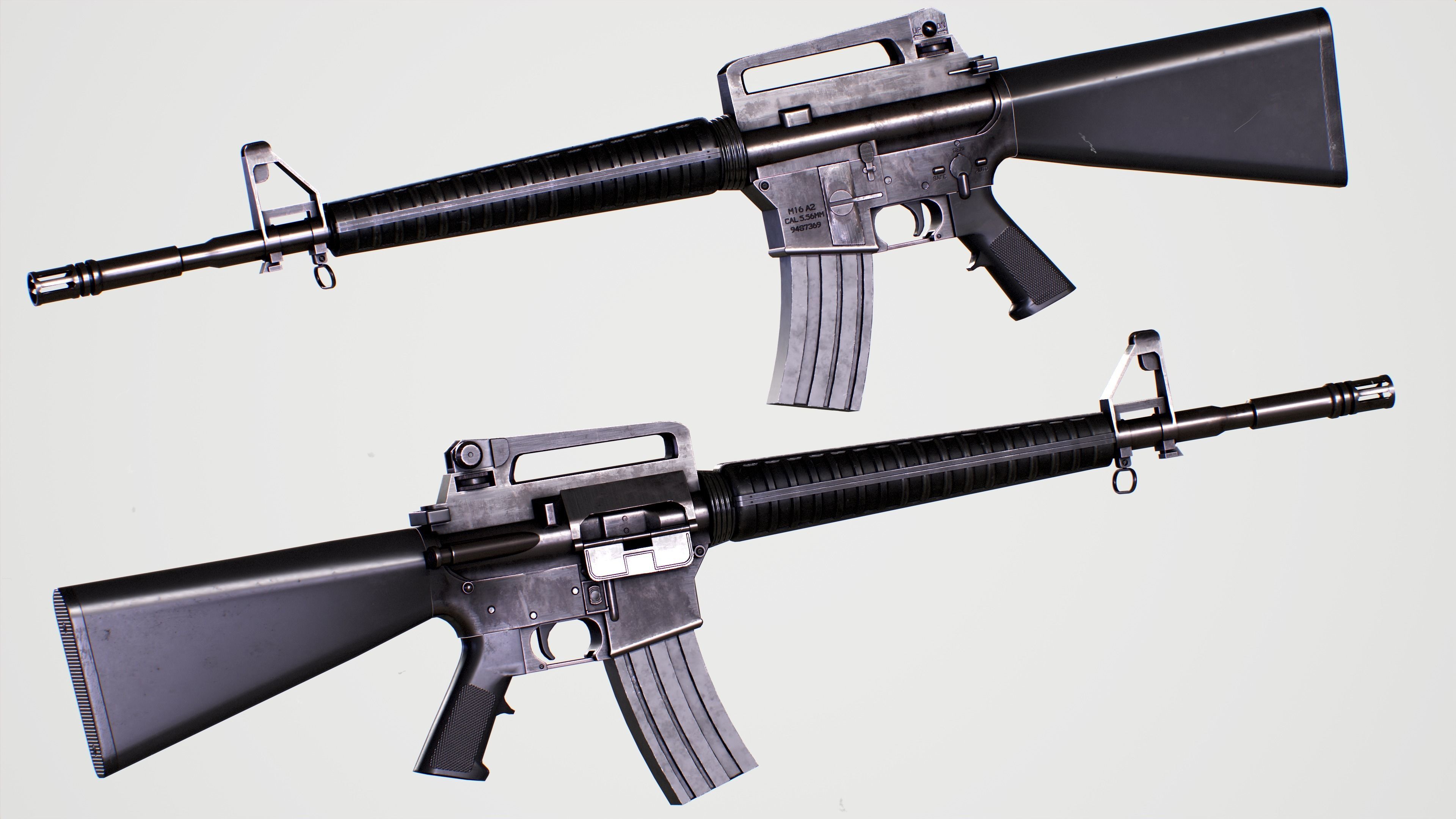 Lowpoly - M16A2 ar rifle Low-poly 3D model_3